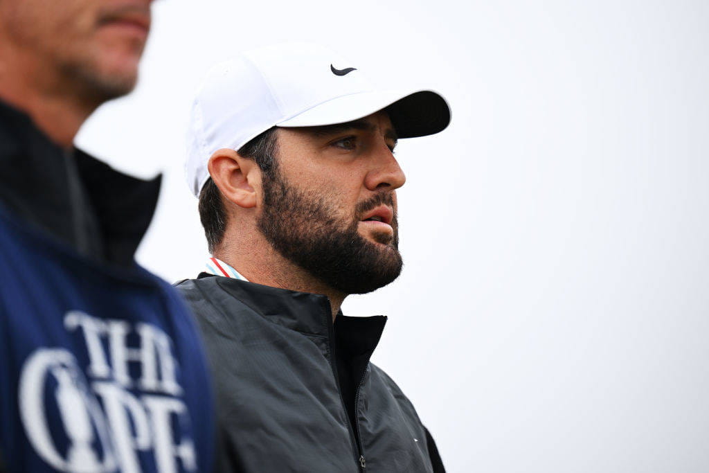 Scottie Scheffler of the United States looks across the course on day one of The 152nd Open